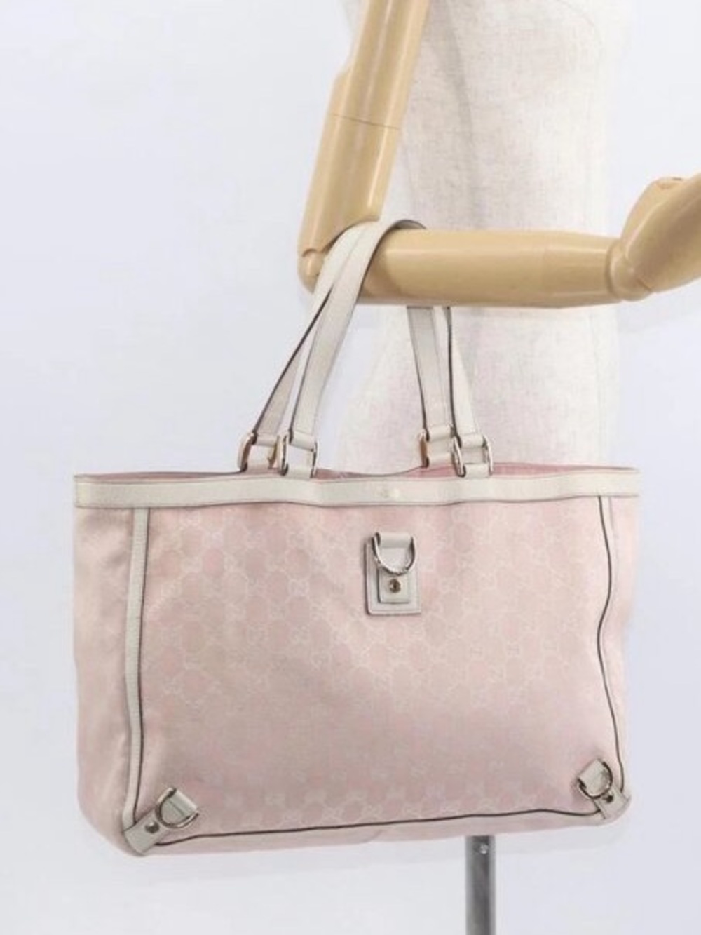 Gucci Pink and Cream Monogram Shoulder Bag